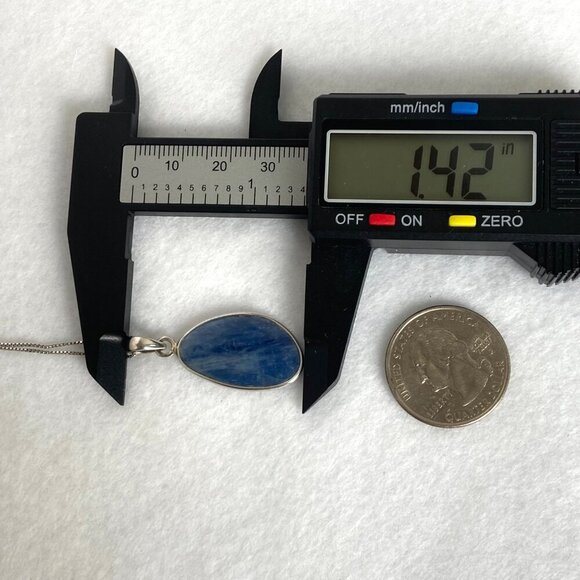 Sterling Silver 925 Bezel Set Blue Kyanite Pendant Necklace 18.75" Box Chain - Picture 13 of 16